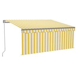 Berkfield Home Manual Retractable Awning with Blind&LED 3x2.5m Yellow&White in Yellow - thumbnail 1