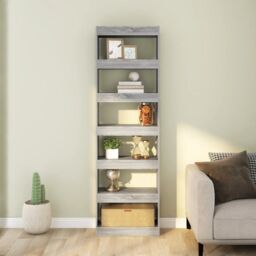 Berkfield Home Book Cabinet/Room Divider Grey Sonoma 60x30x198 cm - Size: 60 x 30 x 198 cm - thumbnail 3