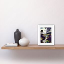 "Artery8 Wall Art Print Stormy Clouds over Stream Wild Scottish Landscape Artwork Framed 9X7 Inch in White - Size: W7"" x H9""" - thumbnail 2