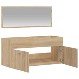 Berkfield Home Bathroom Cabinet with Mirror Sonoma Oak Engineered Wood in Brown - thumbnail 4