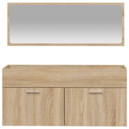 Berkfield Home Bathroom Cabinet with Mirror Sonoma Oak Engineered Wood in Brown - thumbnail 5