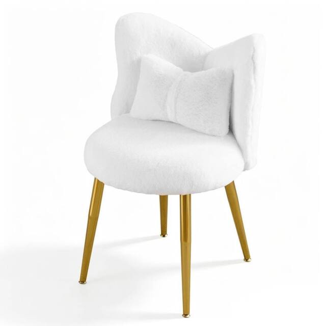KORVIXA Plush Upholstery Dressing Table Stool Side Chair in White - Size: 100 cm x 100 cm - image 1