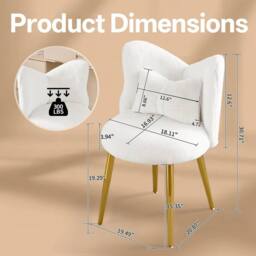 KORVIXA Plush Upholstery Dressing Table Stool Side Chair in White - Size: 100 cm x 100 cm - thumbnail 2
