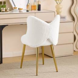 KORVIXA Plush Upholstery Dressing Table Stool Side Chair in White - Size: 100 cm x 100 cm - thumbnail 4