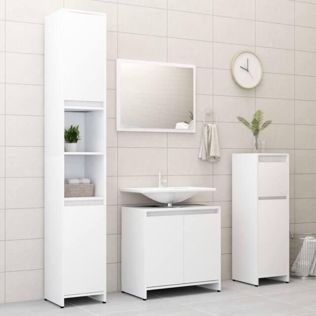 Berkfield Home Stunning 3 Piece Bathroom Furniture Set White Engineered Wood - image 1