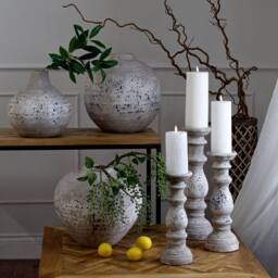 Love Lace Stone Ceramic Column Candle Holder - thumbnail 4