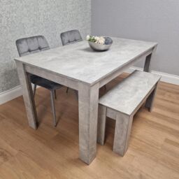 KOSY KOALA Modern Grey Dining Table Set with 2 Grey Velvet Chairs & 1 Bench Dining Room Furniture in Brown - thumbnail 1