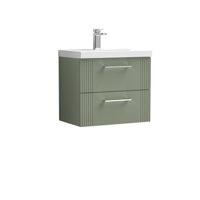 Balterley Wall Hung 2 Drawers Vanity Unit - Thin-Edge Basin 600mm, Satin Green - image 1