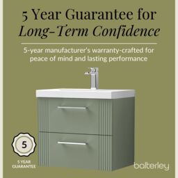 Balterley Wall Hung 2 Drawers Vanity Unit - Thin-Edge Basin 600mm, Satin Green - thumbnail 6