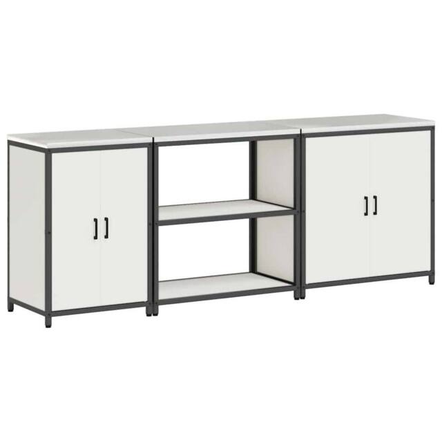 Berkfield Home with Shelf Other with Storage with Door 3 pcs White Cold-rolled steel - image 1