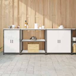 Berkfield Home with Shelf Other with Storage with Door 3 pcs White Cold-rolled steel - thumbnail 2