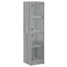 Berkfield Home Highboard with Glass Doors Grey Sonoma 35x37x142 cm - Size: 35 x 37 x 142 cm - thumbnail 2