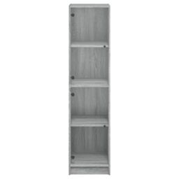 Berkfield Home Highboard with Glass Doors Grey Sonoma 35x37x142 cm - Size: 35 x 37 x 142 cm - thumbnail 6