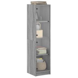 Berkfield Home Highboard with Glass Doors Grey Sonoma 35x37x142 cm - Size: 35 x 37 x 142 cm - thumbnail 4
