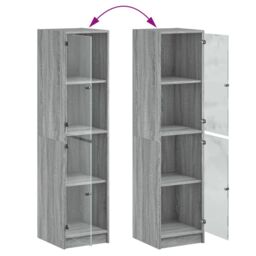 Berkfield Home Highboard with Glass Doors Grey Sonoma 35x37x142 cm - Size: 35 x 37 x 142 cm - thumbnail 9