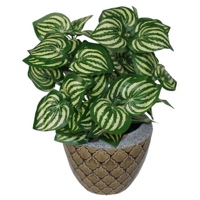 Leaf Artificial Foliage Plant Pot 40cm Watermelon Realistic House Plants Botanik in Green - image 1