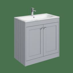 Balterley 800mm Floor Standing 2 Door Unit, Stone Basin 1 Tap Hole - Satin Grey