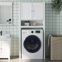 Berkfield Home Beautiful Washing Machine Cabinet BERG White 76x27x164.5 cm Solid Wood - thumbnail 2