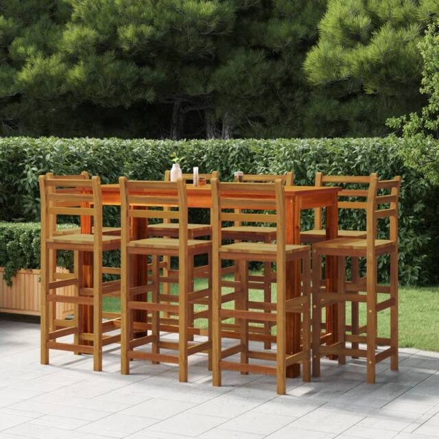 Berkfield Home 9 Piece Garden Bar Set Solid Wood Acacia in Brown - image 1