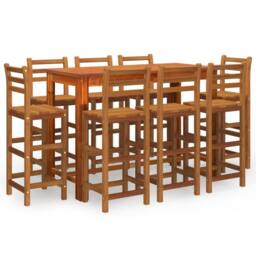 Berkfield Home 9 Piece Garden Bar Set Solid Wood Acacia in Brown - thumbnail 2