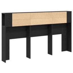 Berkfield Home Headboard Cabinet in Black Oak - 180x18.5x102.5 cm, Made from Engineered Wood - Size: 180x18.5x102.5 cm - thumbnail 5