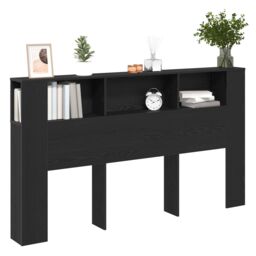 Berkfield Home Headboard Cabinet in Black Oak - 180x18.5x102.5 cm, Made from Engineered Wood - Size: 180x18.5x102.5 cm - thumbnail 2
