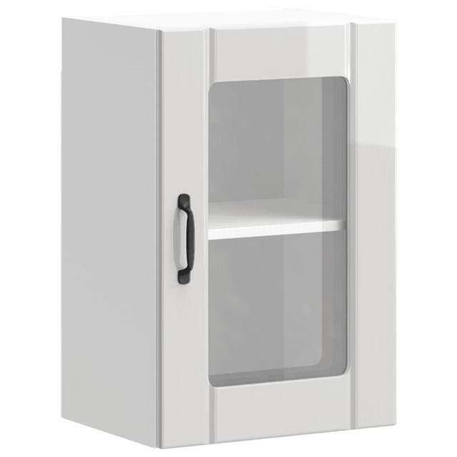 Berkfield Home Kitchen Wall Cabinet with Glass Door Lucca High Gloss White - image 1