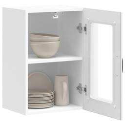 Berkfield Home Kitchen Wall Cabinet with Glass Door Lucca High Gloss White - thumbnail 5