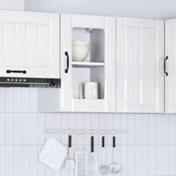 Berkfield Home Kitchen Wall Cabinet with Glass Door Lucca High Gloss White - thumbnail 4
