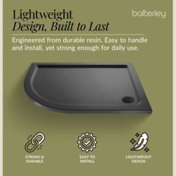 Balterley Premium Shower Tray - Left Hand Offset Quadrant - 1000mm x 800mm - Slate Grey - thumbnail 3