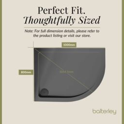 Balterley Premium Shower Tray - Left Hand Offset Quadrant - 1000mm x 800mm - Slate Grey - thumbnail 5