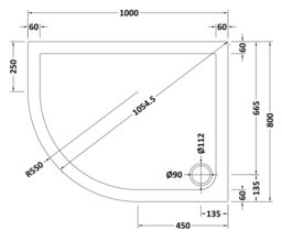 Balterley Premium Shower Tray - Left Hand Offset Quadrant - 1000mm x 800mm - Slate Grey - thumbnail 8