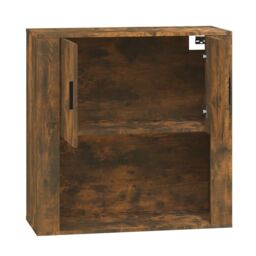 Berkfield Home Wall Cabinet Smoked Oak 80x33x80 cm Engineered Wood in Brown - Size: 80 x 33 x 80 cm - thumbnail 4
