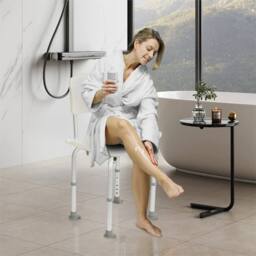 Nordara Adjustable Aluminium Shower Chair with Arms & Backrest in White - thumbnail 3