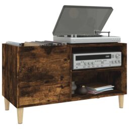 Berkfield Home Record Cabinet Smoked Oak 84.5x38x48 cm Engineered Wood in Brown - thumbnail 4