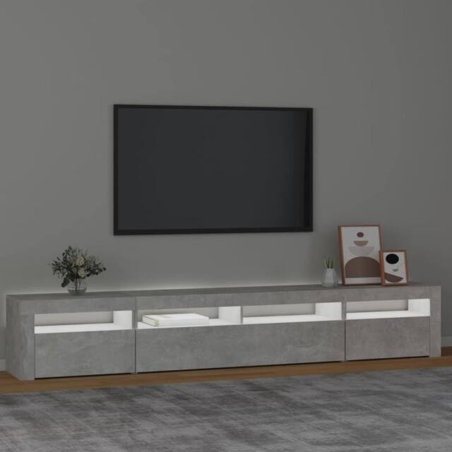 Berkfield Home TV Cabinet with LED Lights Concrete Grey 240x35x40 cm - Size: 240 x 35 x 40 cm - image 1