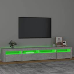 Berkfield Home TV Cabinet with LED Lights Concrete Grey 240x35x40 cm - Size: 240 x 35 x 40 cm - thumbnail 4