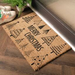 Artsy Mats Merry Christmas Tree Pattern Coir Doormat (60 x 40cm) in Brown - Size: 40 x 60 cm - thumbnail 2