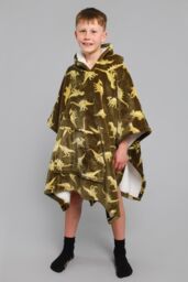 Bedlam 'Dino' Super Cosy Plush Hooded Throw in Green - thumbnail 1