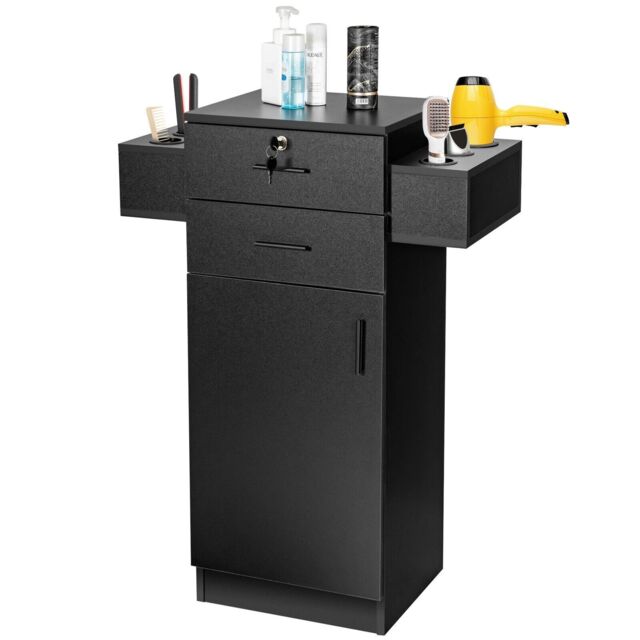 Gymax Beauty Salon Storage Cabinet Locking Beauty Styling Equipment Station in Black - image 1