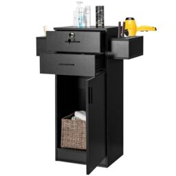 Gymax Beauty Salon Storage Cabinet Locking Beauty Styling Equipment Station in Black - thumbnail 7