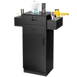 Gymax Beauty Salon Storage Cabinet Locking Beauty Styling Equipment Station in Black - thumbnail 1