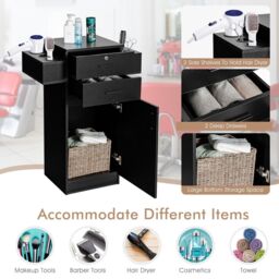 Gymax Beauty Salon Storage Cabinet Locking Beauty Styling Equipment Station in Black - thumbnail 9