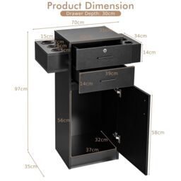 Gymax Beauty Salon Storage Cabinet Locking Beauty Styling Equipment Station in Black - thumbnail 2