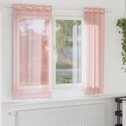 Berkfield Home Voile Curtains with Grommets 2 pcs Pink 140x140 cm - thumbnail 1