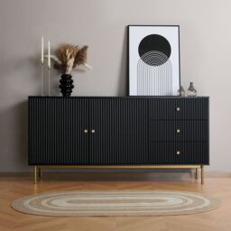 Home Garden Direct Devon - Large Sideboard - Black - thumbnail 1