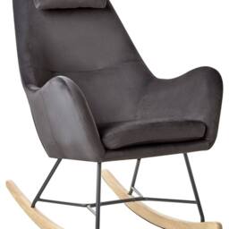 Wyld and Coco Grey Velvet Rocking Chair - Wooden Rockers Metal Legs - thumbnail 2