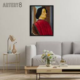 "Artery8 Giuliano de Medici Portrait Botticelli Vintage Framed Canvas Wall Art - Size: W12"" x H16""" - thumbnail 3