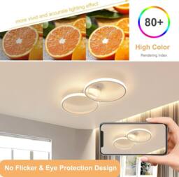 Goeco LED Ceiling Light, 36W, Modern Design, 3000K, for Bedroom Hallway 54cm in White - thumbnail 5