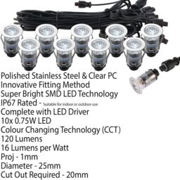 Loops IP67 Outdoor Decking Plinth Lights 10x 25mm Colour Changing Daylight Blue Lamp - thumbnail 2